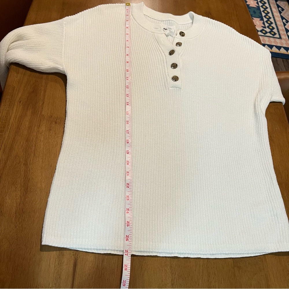 Aerie Long Sleeve Ivory White Knitted Half Button Up Pullover Sweater size XS - Picture 8 of 11